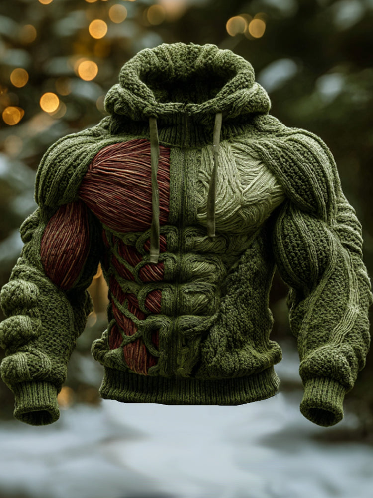 Men's Artistic Line Warm Hooded Sweater artswardrobe