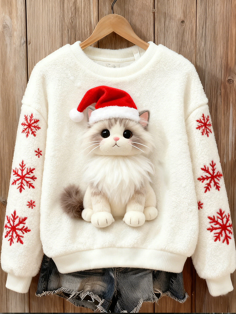 Sitting Marmalade Ragdoll Flannel Crew Neck Sweatshirt elevenforest