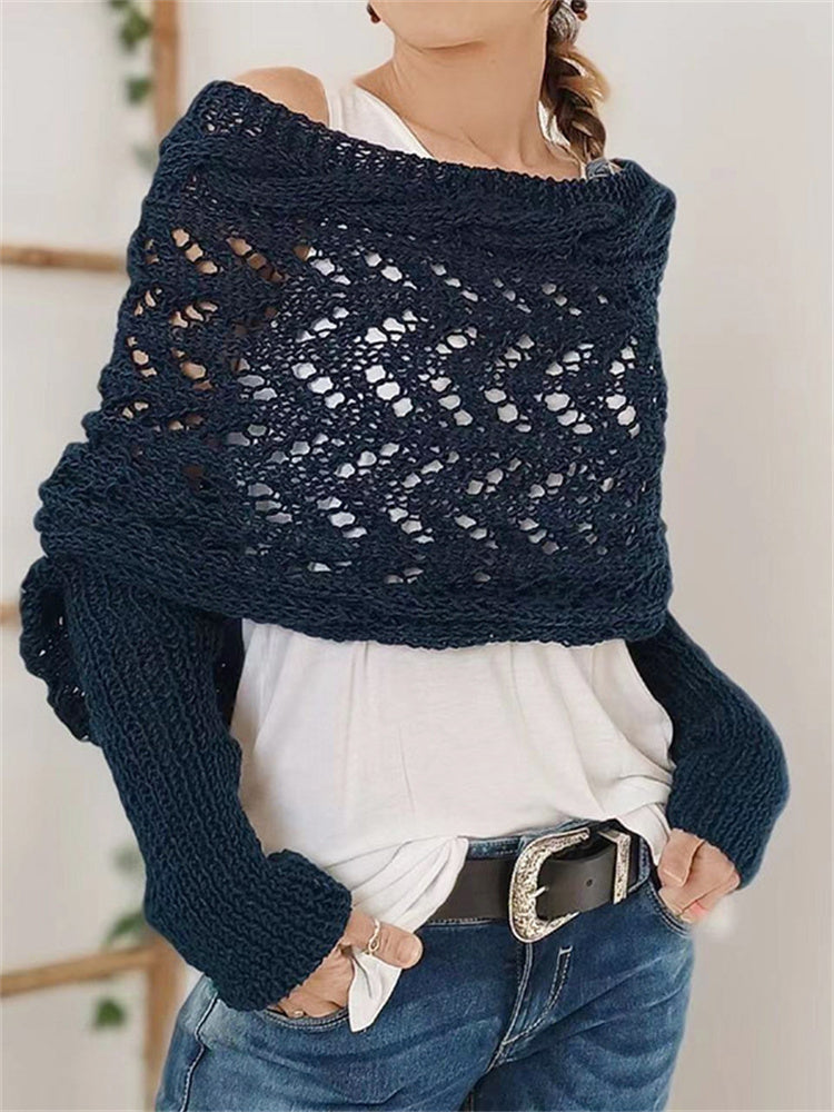 Vintage Hollow Crochet Wrap Cozy Knit Scarf Sweater artswardrobe