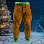 Men's Santa Claus Color Block Cosplay Plush Casual Pants artswardrobe