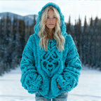 Women's Vintage Viking Celtic Knot Pattern Cozy Knit Hoodie Sweater artswardrobe