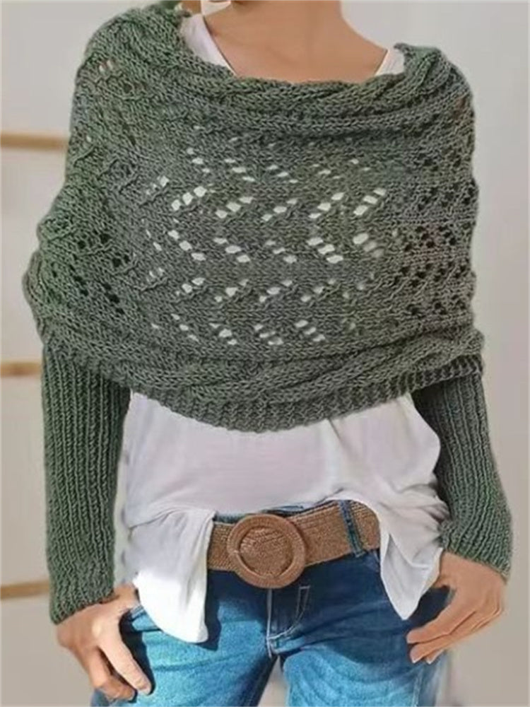 Vintage Hollow Crochet Wrap Cozy Knit Scarf Sweater artswardrobe