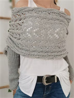 Vintage Hollow Crochet Wrap Cozy Knit Scarf Sweater artswardrobe
