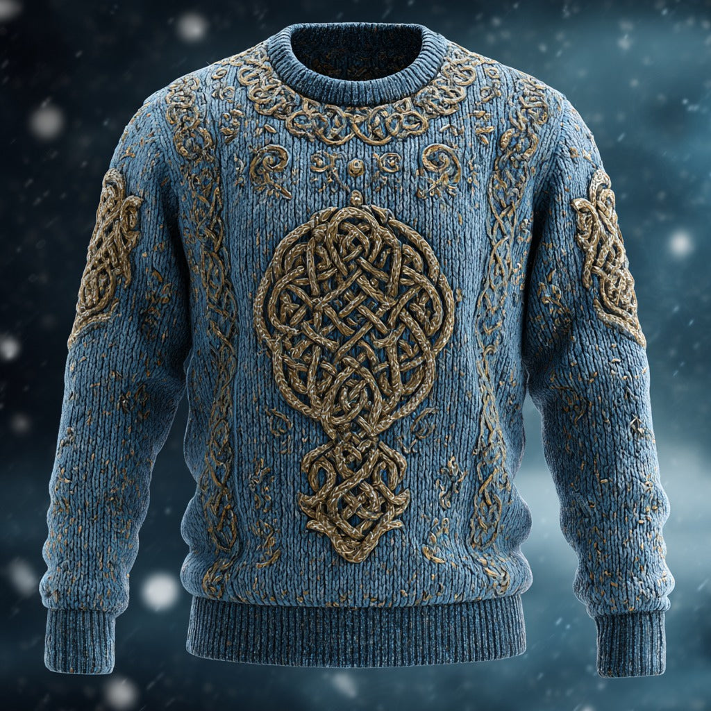 Men's Vintage Celtic Knot Knit Crew Neck Sweater artswardrobe