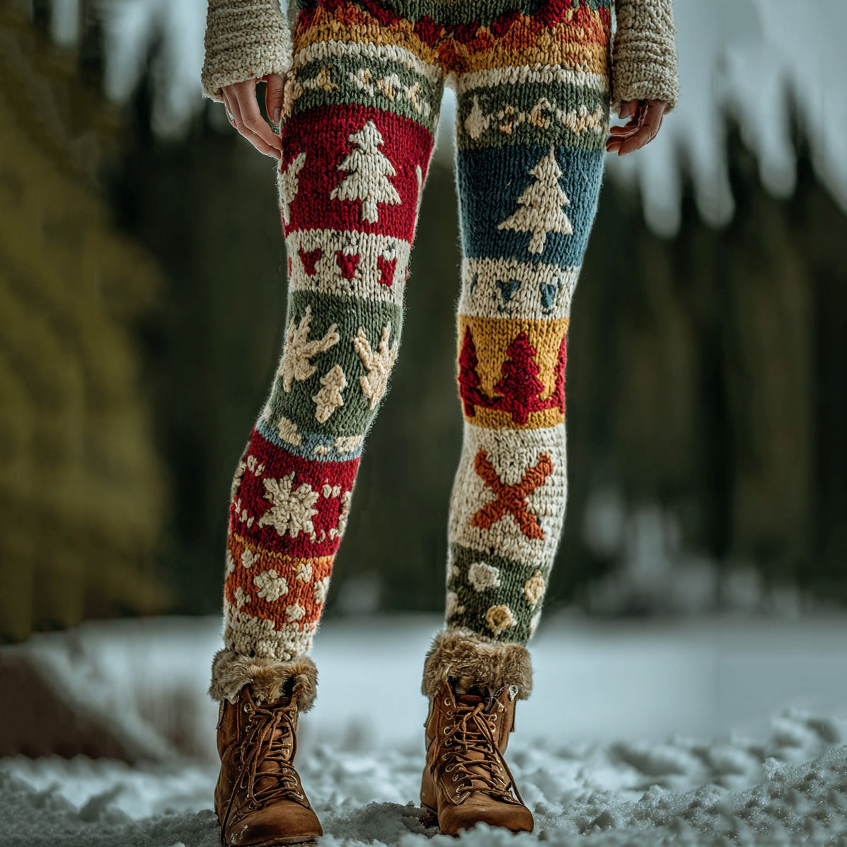 Women's Christmas Tree Printed Sports Stretch Leggings artswardrobe