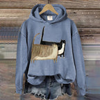 Women's Cute Fat Cats Art Casual Hoodie elevenforest