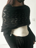 Vintage Hollow Crochet Wrap Cozy Knit Scarf Sweater artswardrobe