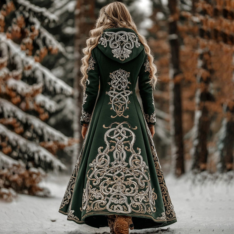 Women's Vintage Viking Celtic Button Down Knit Cozy Long Sweater Jacket artswardrobe