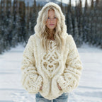 Women's Vintage Viking Celtic Knot Pattern Cozy Knit Hoodie Sweater artswardrobe