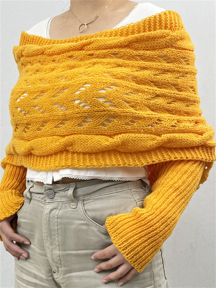 Vintage Hollow Crochet Wrap Cozy Knit Scarf Sweater artswardrobe