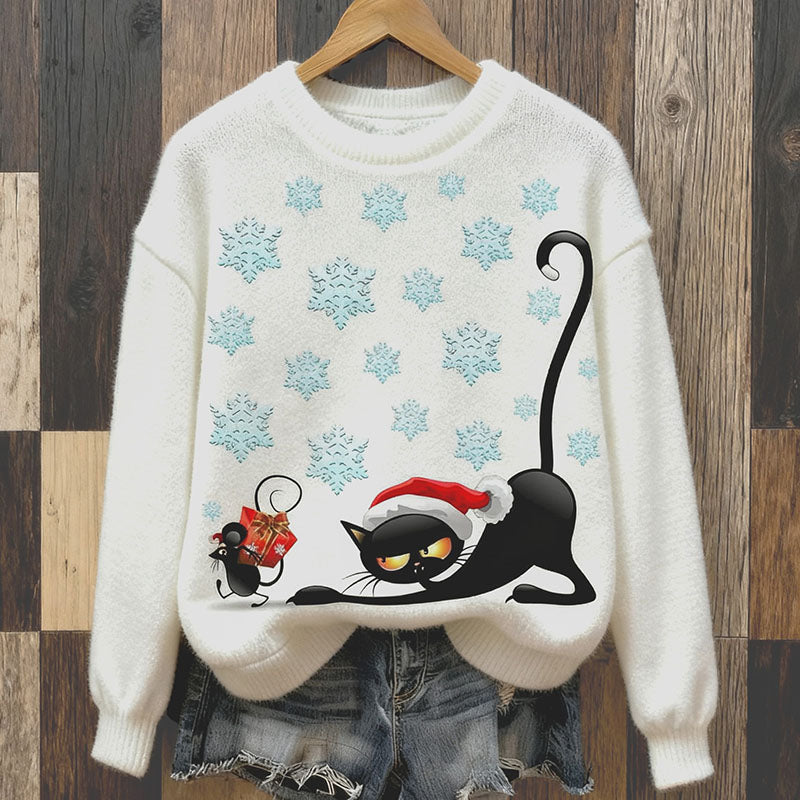 Cute Cat Christmas Cozy Plush Sweatshirt elevenforest
