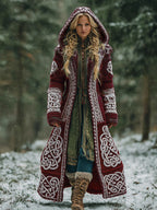 Women's Celtic Knot Irish Art Hooded Knit Cardigan artswardrobe