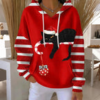 Women's Christmas Cat Pattern Casual Hoodie elevenforest