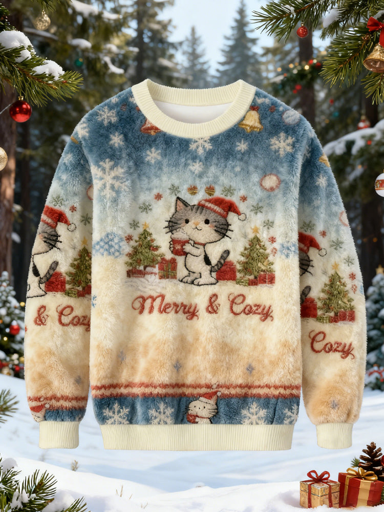 Christmas Cat Cute Christmas Ugly Sweatshirt elevenforest