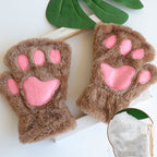 Cute Cat Paw Half-finger Plush Gloves elevenforest