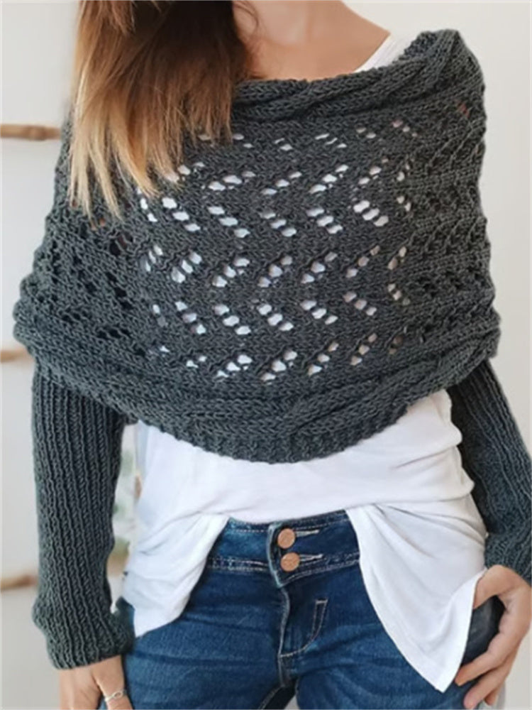 Vintage Hollow Crochet Wrap Cozy Knit Scarf Sweater artswardrobe