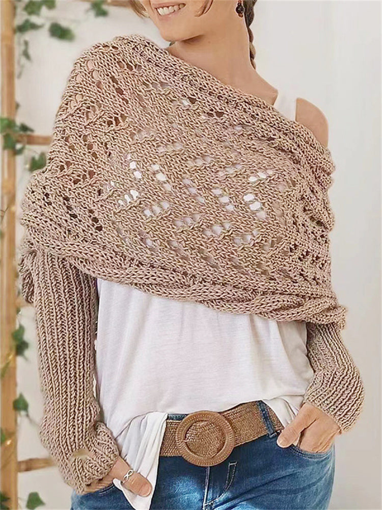 Vintage Hollow Crochet Wrap Cozy Knit Scarf Sweater artswardrobe
