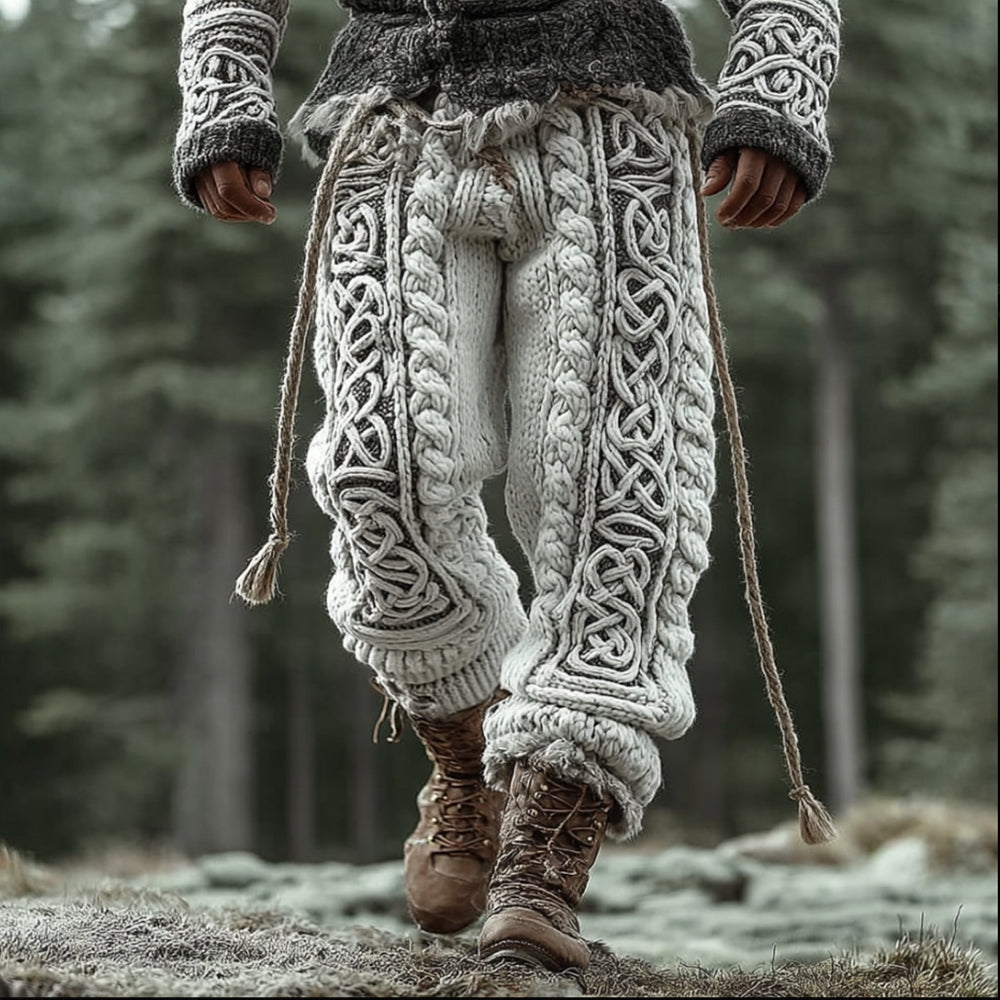 Men's Viking Style Celtic Knot White Pants artswardrobe