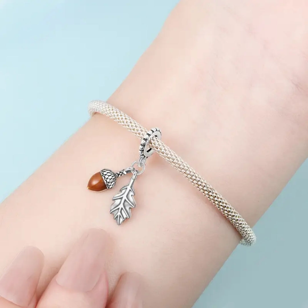 Nature Hazelnut Silver Bracelet