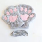 Cute Cat Paw Half-finger Plush Gloves elevenforest