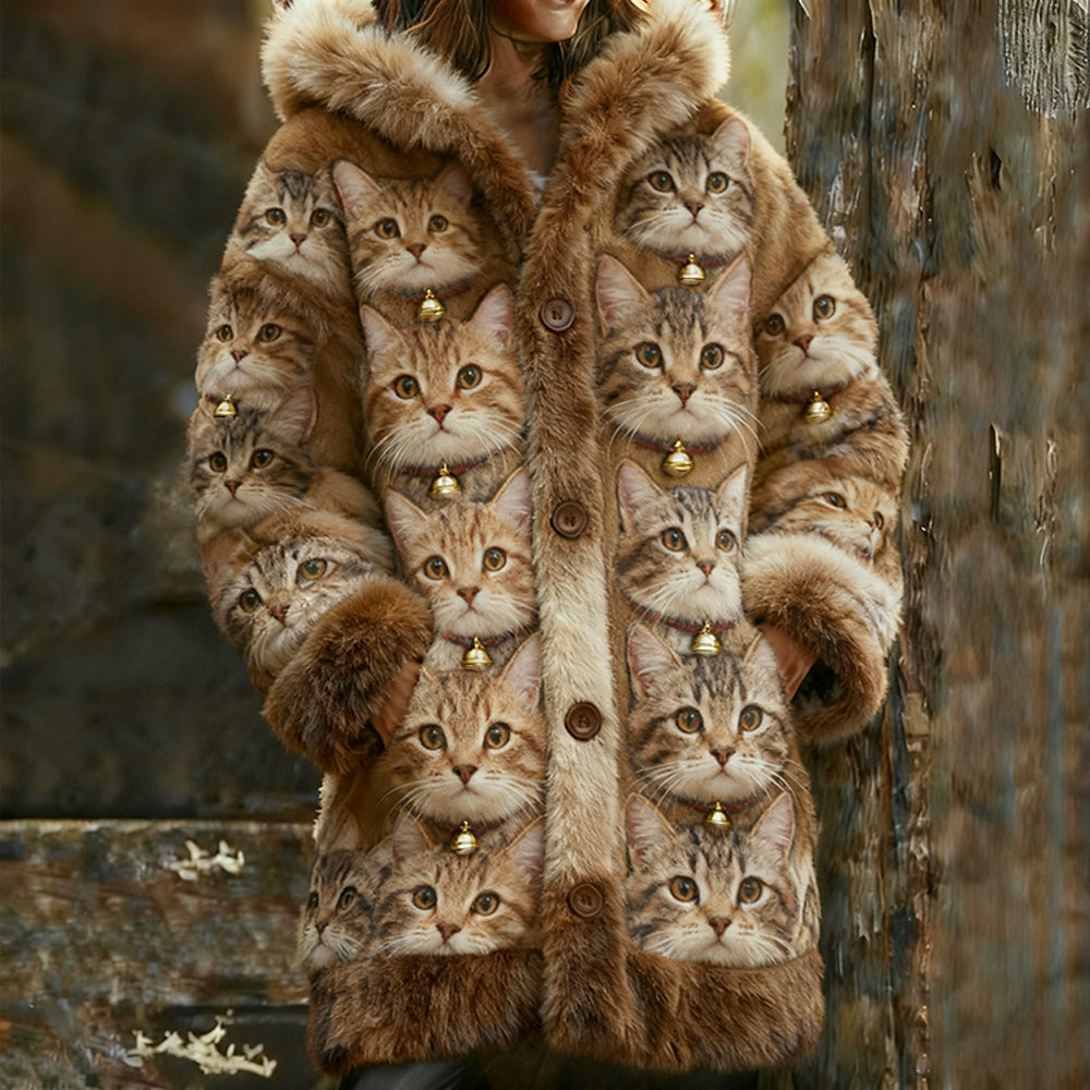 Christmas Bell Cat Warm Cardigan Long Sweater elevenforest