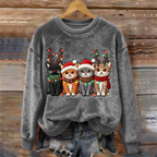 Christmas Lights Cat Women's Cozy Plush Sweater artswardrobe