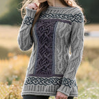 Women's Irish Celtic Knotted Contrast Jacquard Sweater artswardrobe
