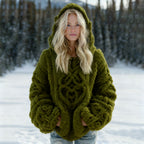 Women's Vintage Viking Celtic Knot Pattern Cozy Knit Hoodie Sweater artswardrobe