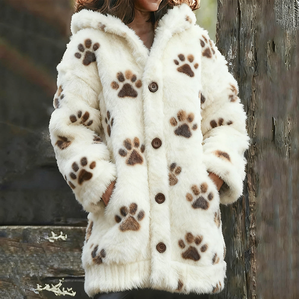 Cute Cat Paw Print Warm Cardigan  Sweater elevenforest