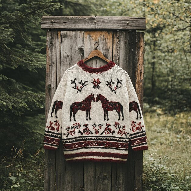 Vintage Western Horse Cozy Knit Sweater artswardrobe