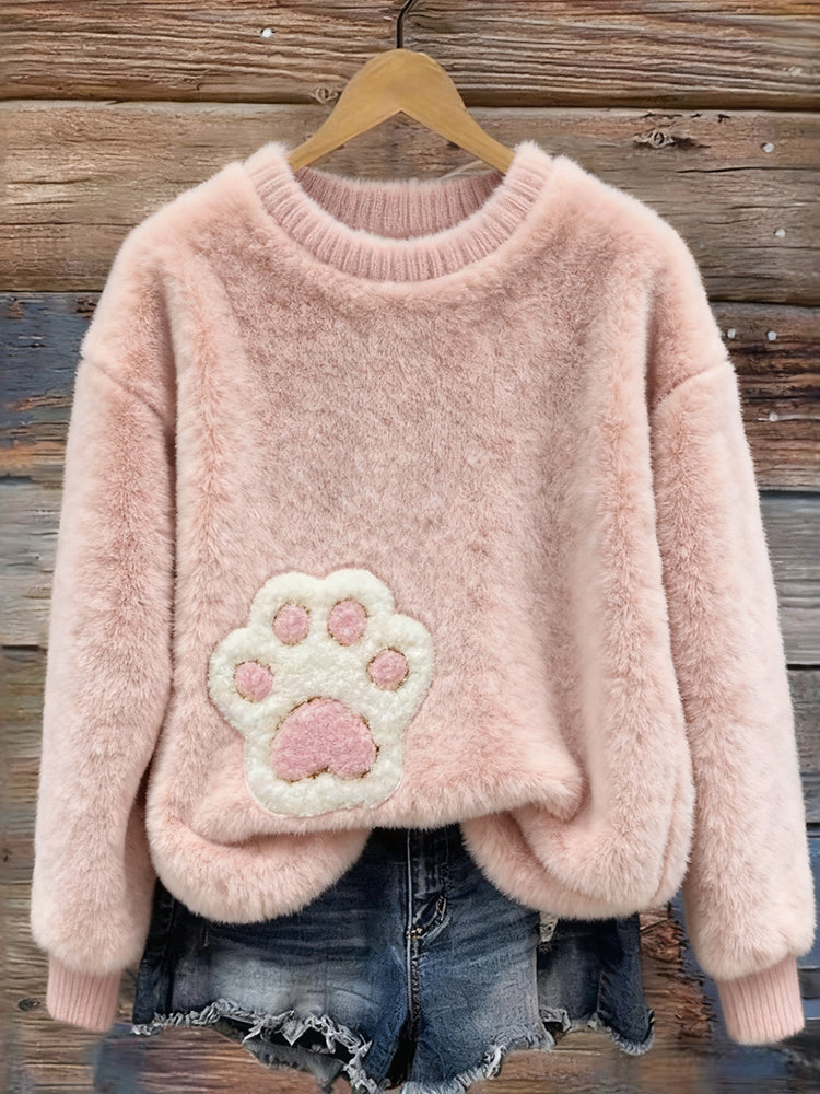 Lovely Fluffy Paw Cozy Plush Sweatshirt elevenforest